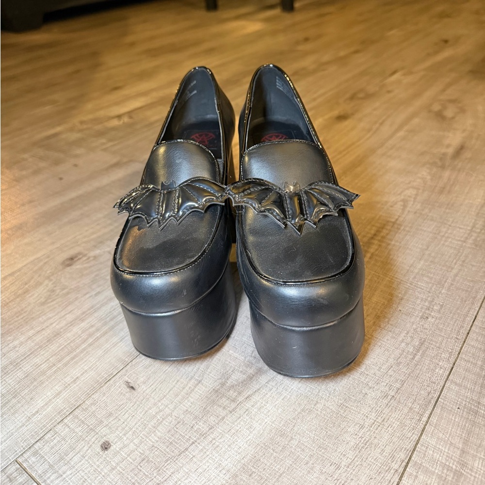 Strange Cvlt Banshee Loafer Heels – Black Vegan Leather - Picture 11 of 12